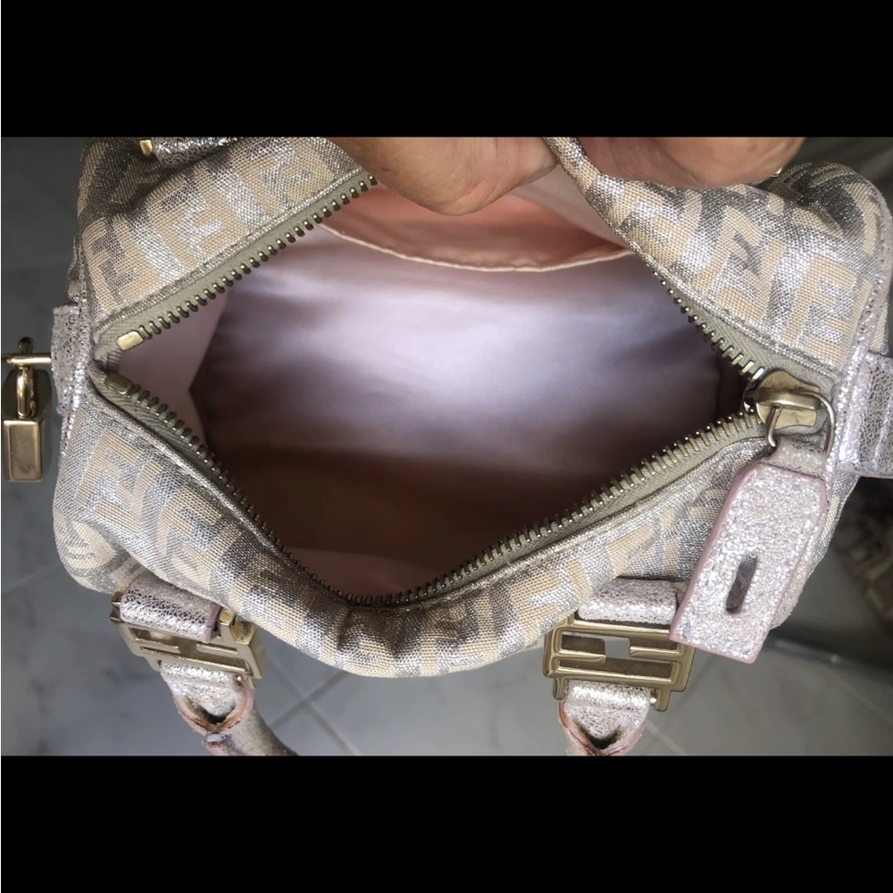 Rare Vintage Fendi Mini Metallic Zucchino Bauletto Bag - Picture 12 of 13